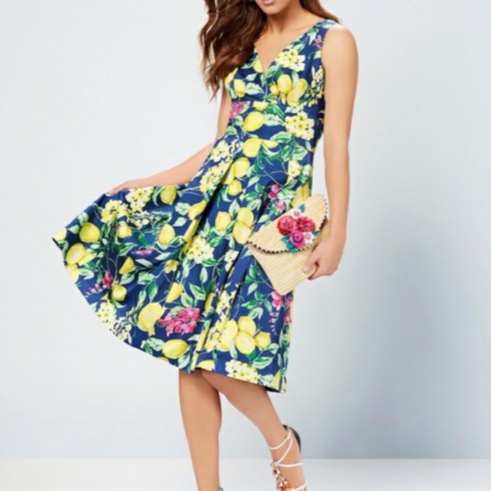 Roz & Ali Navy lemon sundress. Size 12
